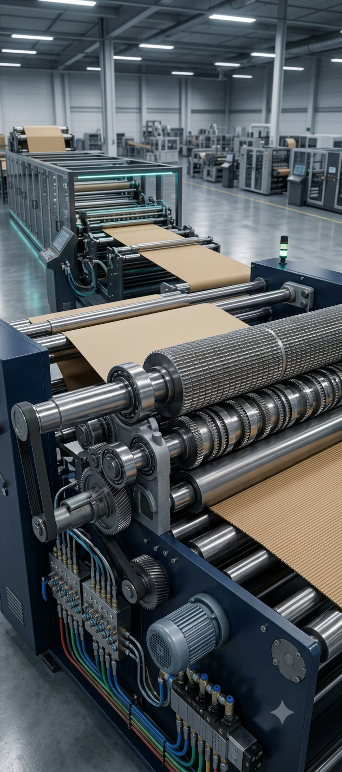 High-Speed Corrugating Line in Operation