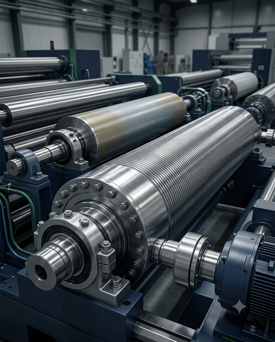 Industrial pressure rollers and machine bearings